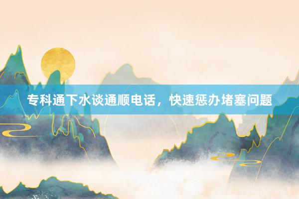 专科通下水谈通顺电话，快速惩办堵塞问题